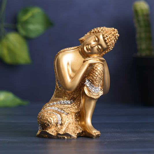 Golden Buddha on Knee Polyresin Showpiece